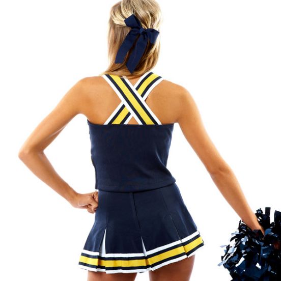 Real Authentic CDT Cheerleading Uniform Pleated Cheer Skirt Blue White Silver 